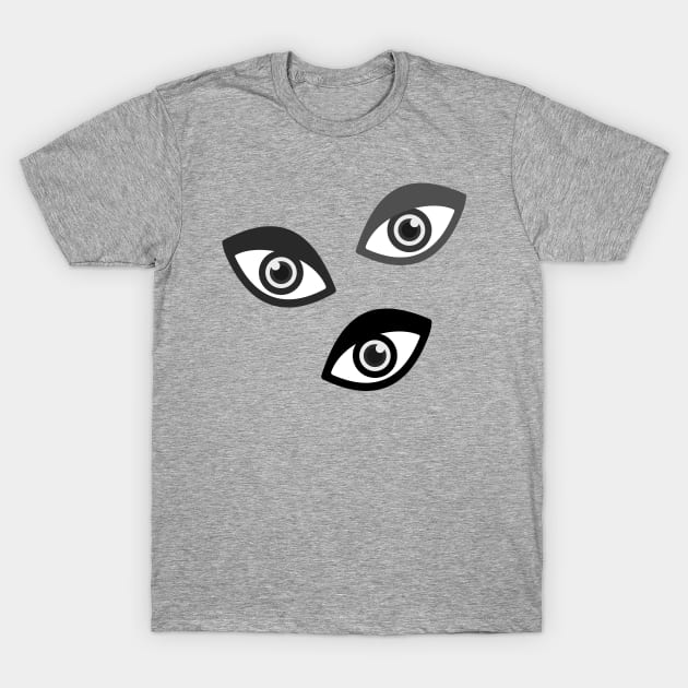 Three Eyed Monster's Eyes - Black and White T-Shirt by XOOXOO